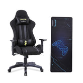 INTERCEPTOR Ergonomic Gaming Chair & Gaming Mat Combo | Premium Fabric, Adjustable Neck & Lumbar Pillow, 3D Adjustable Armrests